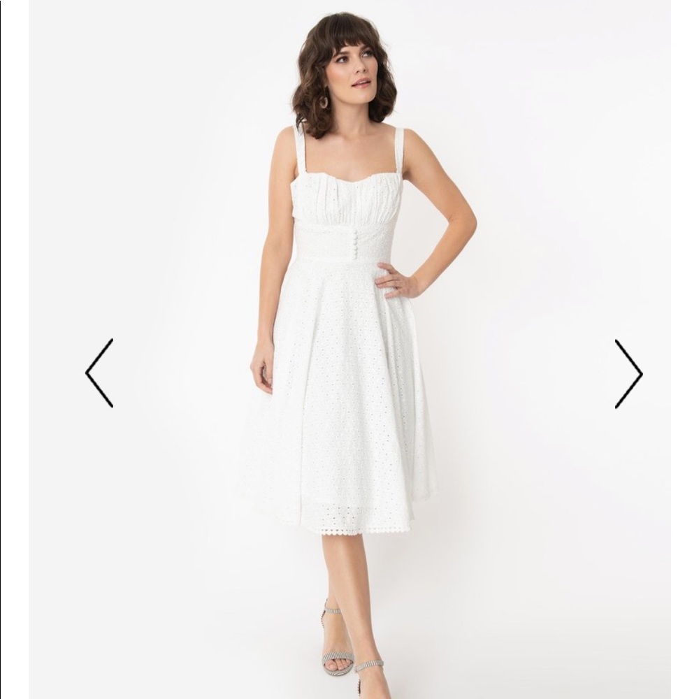 White Floral Eyelet Sydney Swing Dress